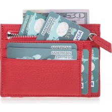 Bouletta Zip Deri Kadın Fermuarlı Kartlık Erc2 Kırmızı