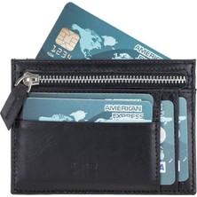 Bouletta Zip Deri Unisex Fermuarlı Kartlık De5 Siyah