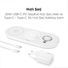 Ttec Smartcharger Air iPhone Uyumlu+Apple Watch Uyumlu+AirPods Kablosuz Hızlı Şarj Aleti ve  Pd 20W Seyahat Şarj Aleti