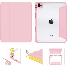 MobaxAksesuar Apple iPad Pro 11 2. Nesil Kılıf Kalem Bölmeli Şeffaf Case A2228 A2068 A2230 A2231 Pembe