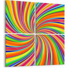 Olla 10324K4 Abstract Görsel Kare 4'lü Kanvas Tablo