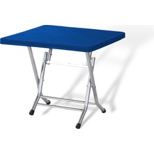 Bs Plastik Metal Ayaklı Masa Takımı Katlanır 80x80 Masa 4 Kişilik Sandalye Takımı (Mavi)