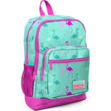 Coral High Kids Su Yeşili Flamingo Desenli USB Şarjlı Kulaklık Çıkışlı Okul Sırt Çantası 23275