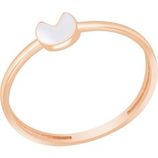 Tektaş Pembe Altın 14 Ayar Geometrik Yüzük