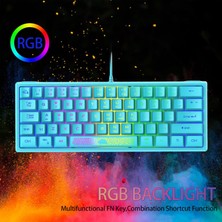 Rgb Arkadan Aydınlatmalı 62 Anahtar Oyun Klavye 60% Yerleşim Tipi Seyahat Mavi Için Kablolu