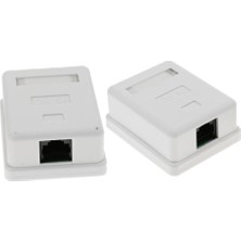 1 Port 8P8C RJ45 CAT5E Ağ Kablosu Duvar Yüzeyi Montaj Kutusu Beyaz x 4 Adet