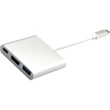 Tip-C USB 3.1 Usb-C 4K HDMI Usb3.0 Adaptörü 3 In 1 Hub Macbook Gümüş Için 3