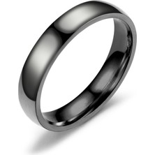 Chavin 4 mm Söz Nişan Siyah Bayan Erkek Çelik Yüzük EH24SY