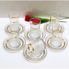 Panayır Heybeli El Yapım 6 Kişilik 12 Parça Çay Cam Bardağı Seti, Çeyizlik Set, Hediyelik Set
