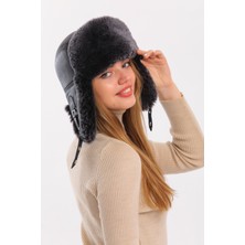 Fubileather Ushanka Hakiki Deri Tokalı Kürklü Şapka