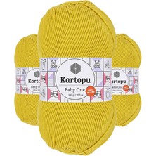 Kartopu 3 Adet Baby One Tüylenmeyen El Örgü Ipi Yünü Hardal Sarı K1321