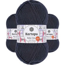 Kartopu 3 Adet Baby One Tüylenmeyen El Örgü Ipi Yünü Lacivert K633