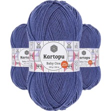 Kartopu 3 Adet Baby One Tüylenmeyen El Örgü Ipi Yünü Açık Lacivert K604