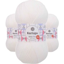 Kartopu 3 Adet Baby One Tüylenmeyen El Örgü Ipi Yünü Kar Beyaz K010