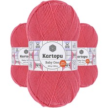 Kartopu 3 Adet Baby One Tüylenmeyen El Örgü Ipi Yünü Pembe K254