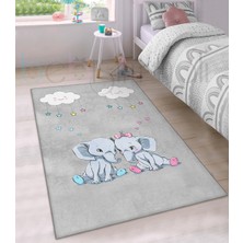 Bebişim Halı Sevimli Kardeş Filler Desenli Çocuk Odası Halısı