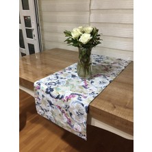 Finezza Menekşe Çiçek Baskılı Duck Kumaş Runner 40*140 cm - 761