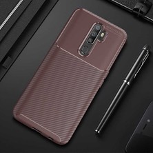 Kupa Oppo A9 2020 Kılıf Kamera Korumalı Karbon Desenli Slim Fit Leke Tutmaz Silikon Kapak