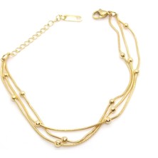 X-lady Accessories Altın Renk Çelik 3 Lü Zincir Top Detaylı Bileklik 663