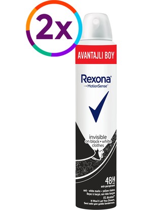 Rexona Invisible Black + White Kadın Sprey Deodorant 200 ml X2 Adet