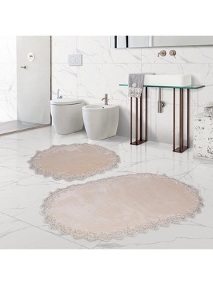 Bonny Home Venüs Vizon 2'li Dantelli Banyo Paspası Seti Çeyizlik Klozet Takımı