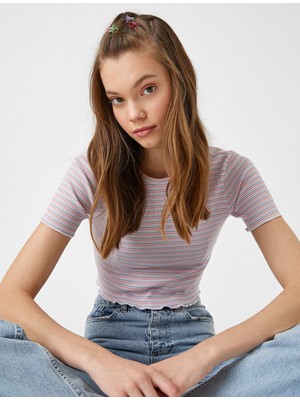 Koton Kadın Kısa Kollu Basic Crop Tişört