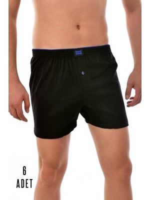 Tutku 6 Adet Tutku Pamuklu Düğmeli Erkek Boxer Siyah 0117