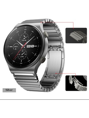 Nezih Case Huawei Watch Gt2 Pro Uyumlu 46MM Porshe Design Metal Paslanmaz Çelik Kordon Silver