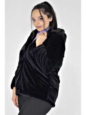 Truva Xxl Büyük Beden Kadın Giyim Ithal Kürk Siyah MNT025