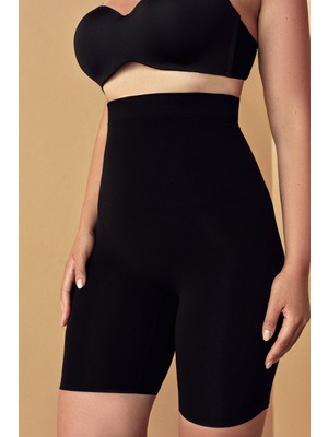 Penti Siyah Premium Dikişsiz Seamless Yüksel Bel Şort Korse