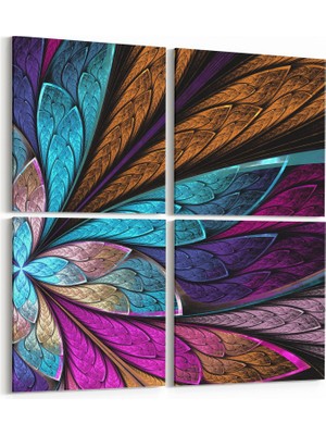 Olla 10194K4 Abstract Görsel Kare 4'lü Kanvas Tablo