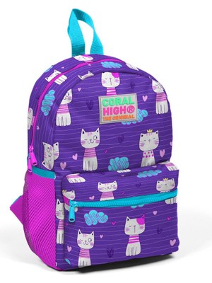 Coral High Kids Mor Kedi Desenli Iki Bölmeli Yuva Sırt Çantası 23328