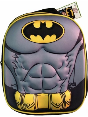 Sultanhomeee Batman 3 Boyutlu Kabartmalı Siyah Okul Çantası