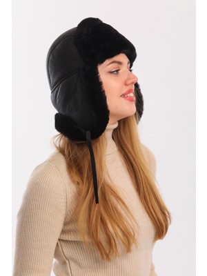 Fubileather Ushanka Kürklü Hakiki Deri Şapka