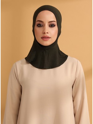 Tuva Bağcıklı Boyunluklu Hijab Bone - Haki - Tuva