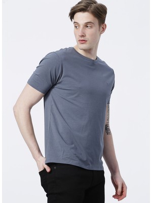 Fabrika Gri Erkek Slim Fit Modal T-Shirt ROMEO-O