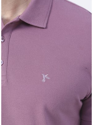Fabrika Comfort Nobro K Polo Yaka Regular Fit Düz Lila Erkek T-Shirt