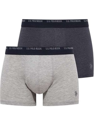 U.S. Polo Assn. Erkek Lacivert Melanj - Gri Melanj 2'li Boxer 80368