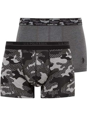 U.S. Polo Assn. Erkek Antrasit Melanj - Baskılı 2'li Boxer 80347