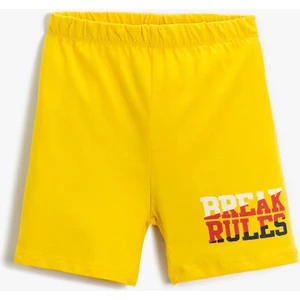 Erkek Bebek Slogan Baskılı Şort Pamuklu