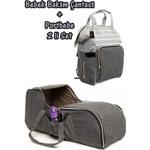 Portbebe Ana Kucağı Puset Bebek Taşıma + Anne Bebek Bakım Çantası