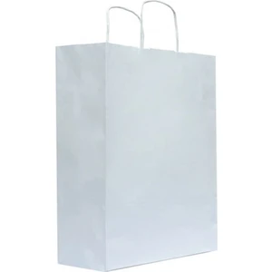 4 You Pack 18 x 8 x 24 Burgu Saplı Beyaz Kraft Poşet - Çanta 20 Adet