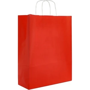 4 You Pack 25 x 12 x 31 Burgu Saplı Kırmızı Kraft Poşet - Çanta 20 Adet