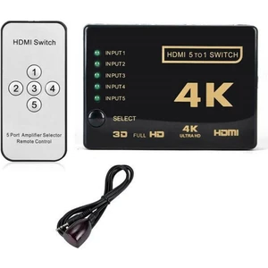 MAXGO 2128 Hdmi Çoklayıcı Switch 5 Port Çoğaltıcı 4k Kumandalı Ultra Hd Splitter Çoklu Cihaz Tek Ekr