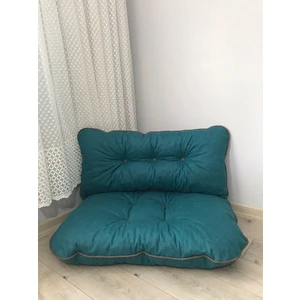 Puf Lacivert Ekose Desen Petek Önü Palet Yer Minderi Ikili Takım