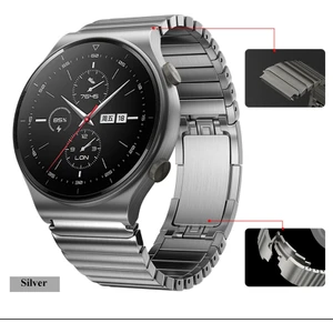 Nezih Case Huawei Watch Gt2 Pro Uyumlu 46MM Porshe Design Metal Paslanmaz Çelik Kordon Silver