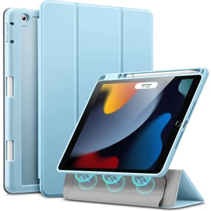 Apple iPad 8. Nesil 10.2 Kılıf Kalem Bölmeli Şeffaf Case A2270 A2428 A2429 A2430 Açık Mavi