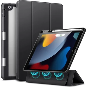 Apple iPad 7. Nesil 10.2 Kılıf Kalem Bölmeli Şeffaf Case A2197 A2198 A2200 Siyah