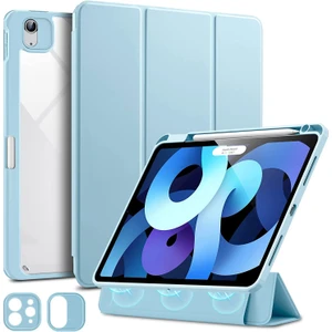 Apple iPad Pro 12.9 3. Nesil Kılıf Kalem Bölmeli Şeffaf Case A1876 A2014 A1895 A1983 Açık Mavi