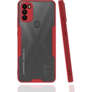 General Mobile 21 Plus Kılıf Kenar Renkli Kamera Korumalı Mat Kapak Kırmızı